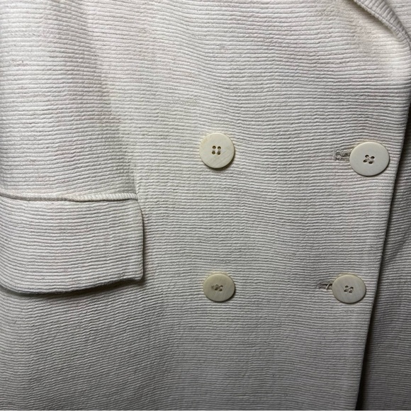 Zara women's cream double breasted above knee ribbed crinkle blazer in size S - Picture 4 of 8